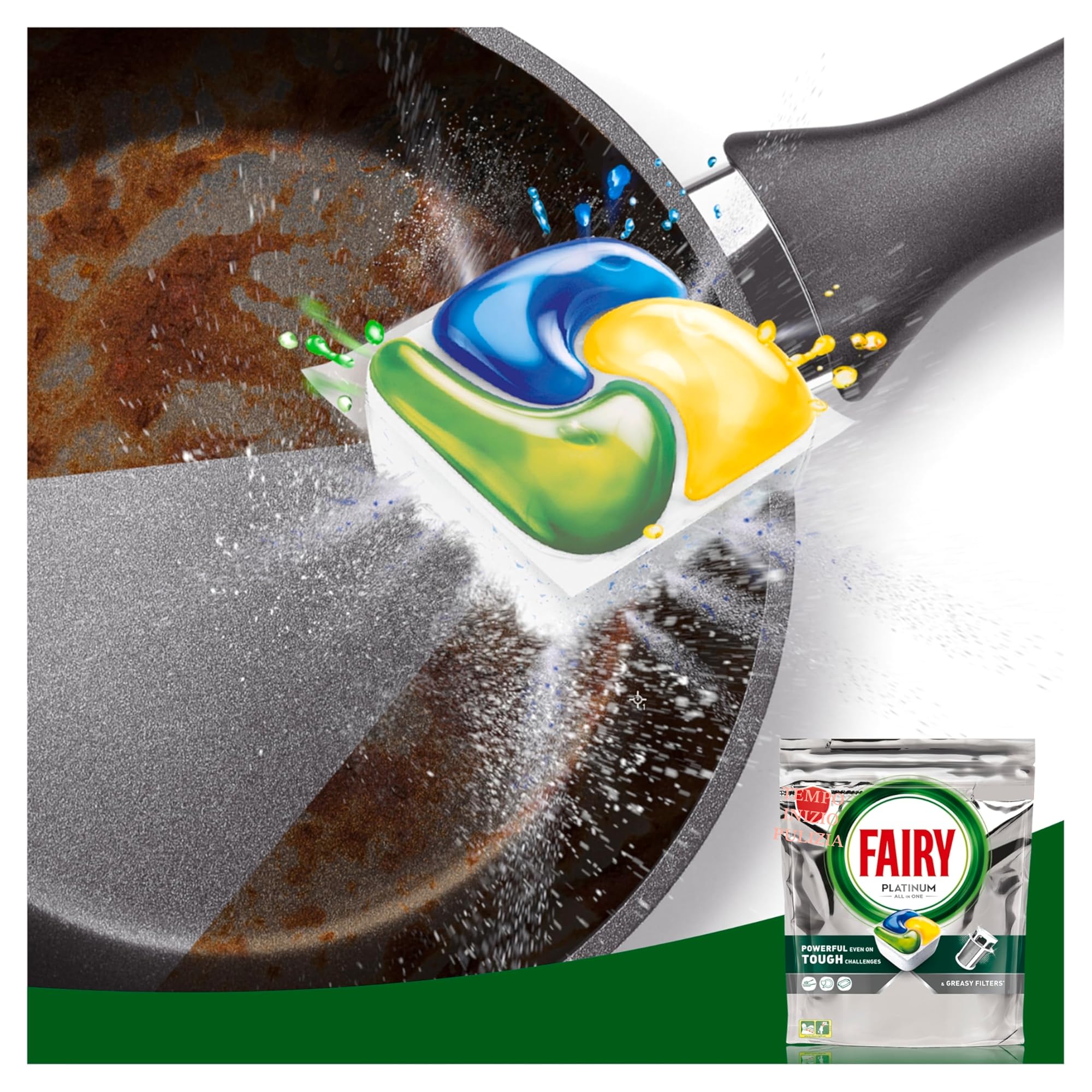 Fairy Platinum Detersivo Pastiglie Lavastoviglie, Brillantante, 126 Capsule Lavastoviglie, Limone, con Sistema Di Prelavaggio Integrato, Efficace nelle Sfide Difficili Contro lo Sporco