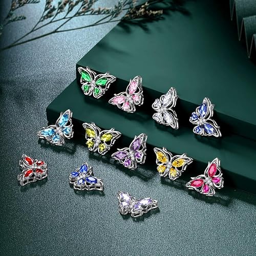 Miniatura 4 de Joyas de plata de ley 925 con piedra natal y mariposa para mujer, diseño de mariposas de cristal con diseño de animales, para cumpleaños, collares