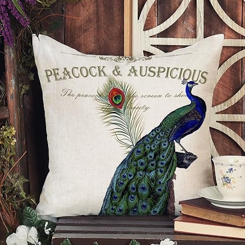 Miniatura 2 de Funda de almohada rústica de acuarela de pavo real, color verde azulado, naranja, pavo real, funda de cojín de pavo real y auspiciosa, funda de