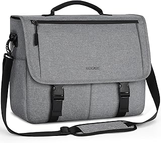Messenger Bag Men 15.6 Inch Laptop Briefcase Water Resistant Laptop Bag Casual Shoulder Bag for Men Women Lightweight School Computer Bag Office Work Briefcase with Shoulder Strap, Grey