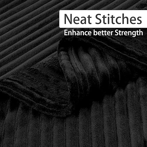 Miniatura 3 de Geniospin Manta de forro polar, 280 GSM, extra suave, ligera, con tiras, mantas acogedoras y mullidas para sofá, cama, acogedora, cálida y