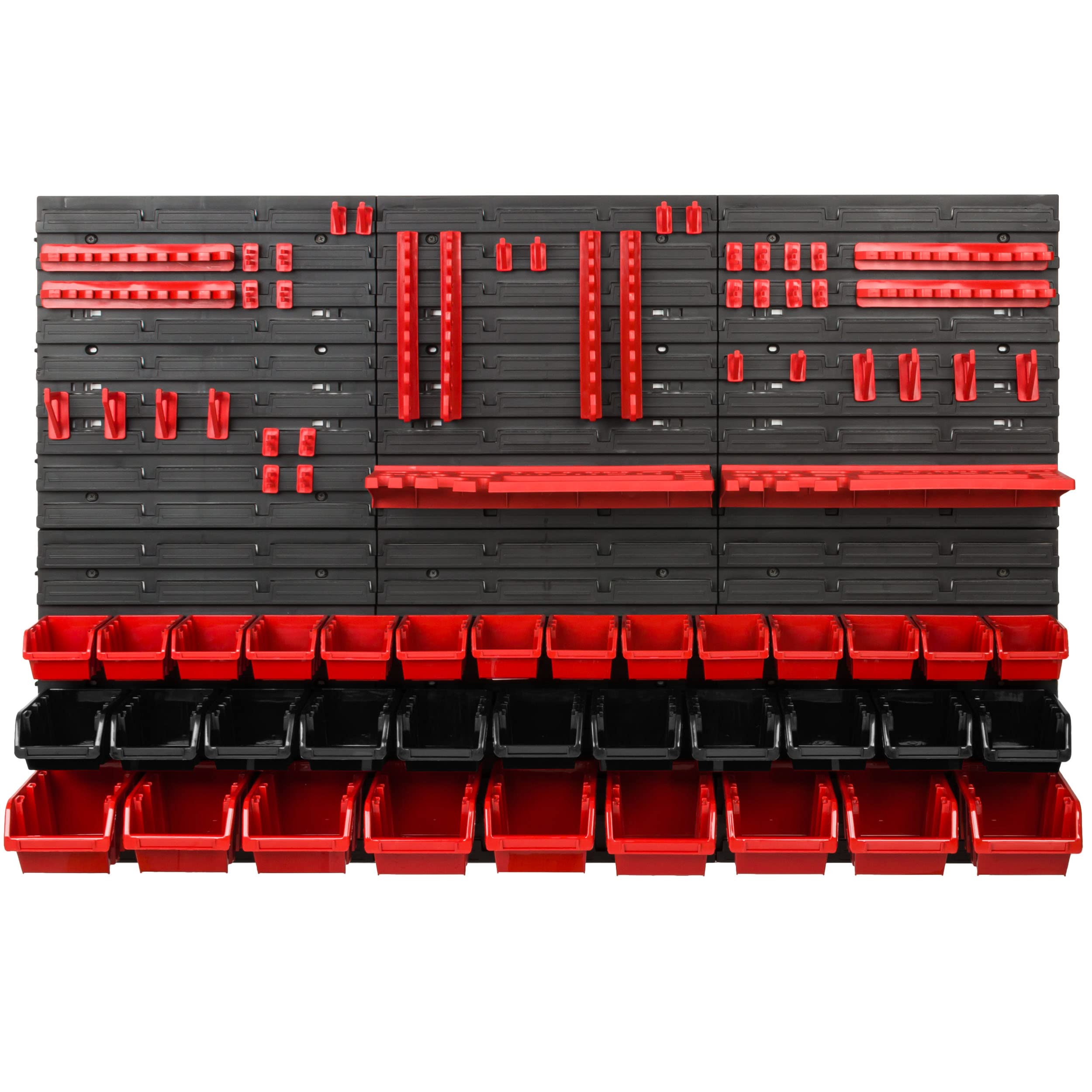 Opbergsysteem Werkplaatsplank | 1728 x 780 mm | 74 st. Doos | Wandplank met gereedschapshouders en stapelkisten - Muurpanelen Extra Sterke Bulkplank Gereedschap gat muur opbergrek garage plank