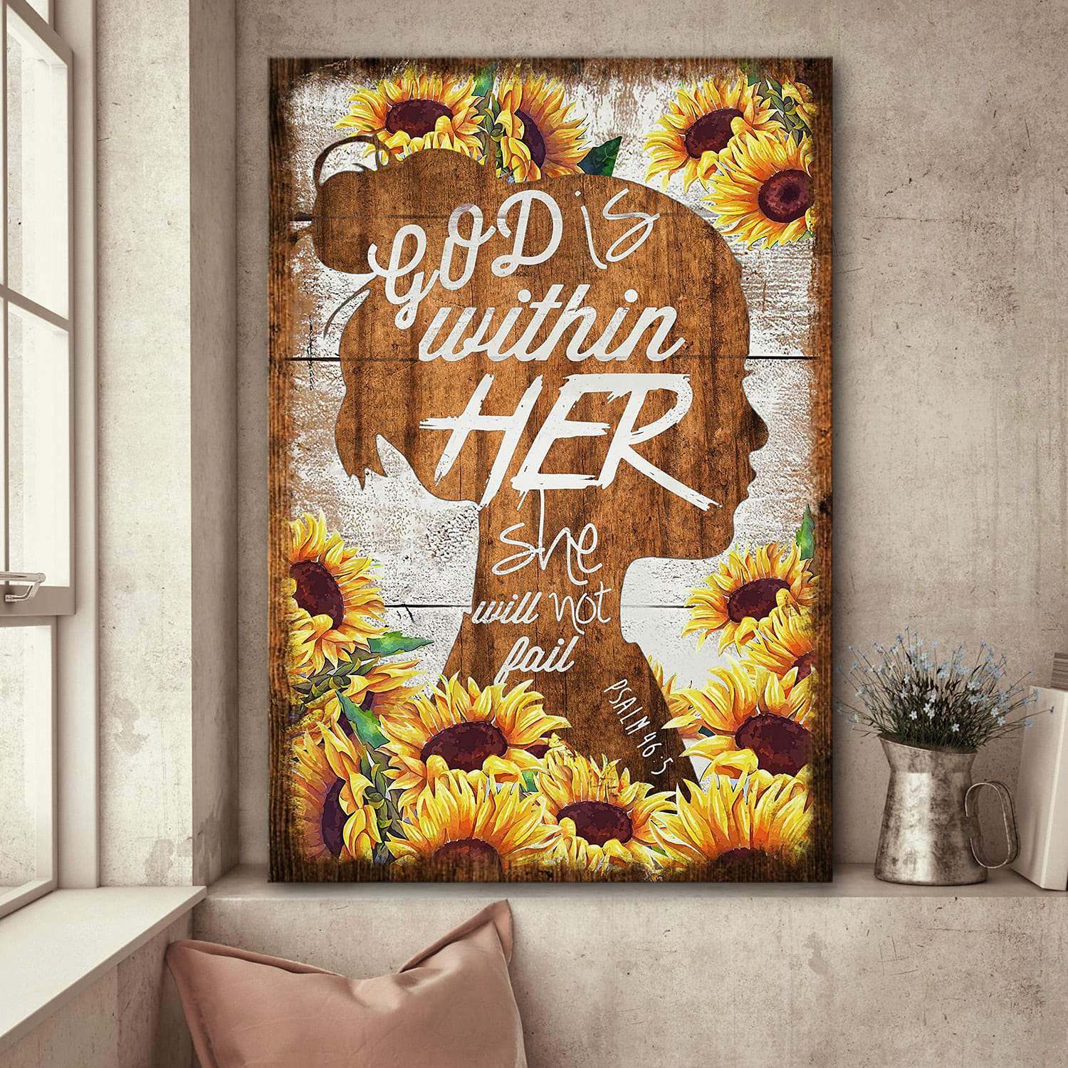 Yaasimoule God Is Within Her, She Will Not Fail Jesus Portrait Canvas Print Wall Art
