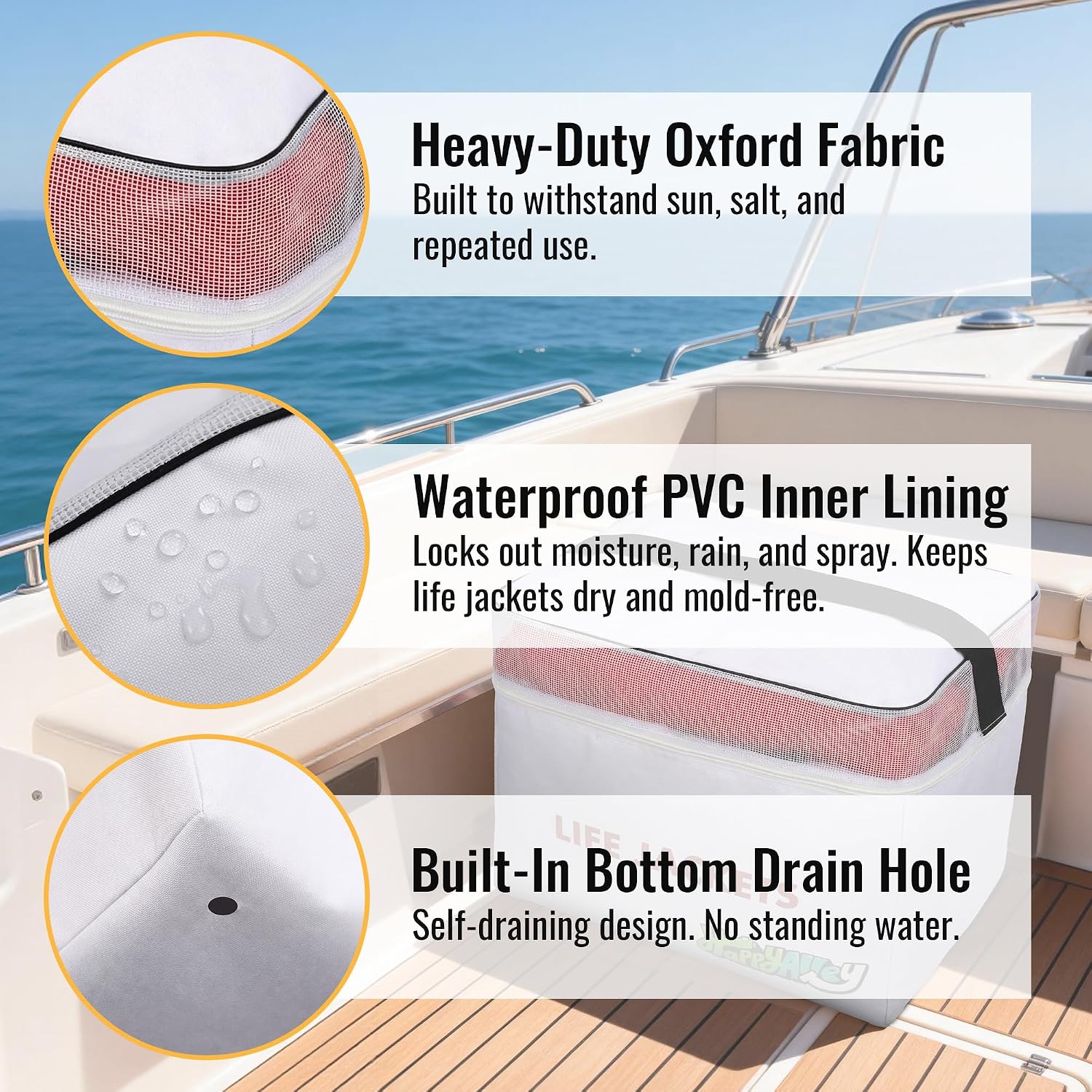 Heavy Duty Life Vest Storage Bag | Oxford Life Jacket Storage Bag with Carrying Handle, Fits 4 Type II Jackets for Boat, Kayak & Marine Safety Gear
