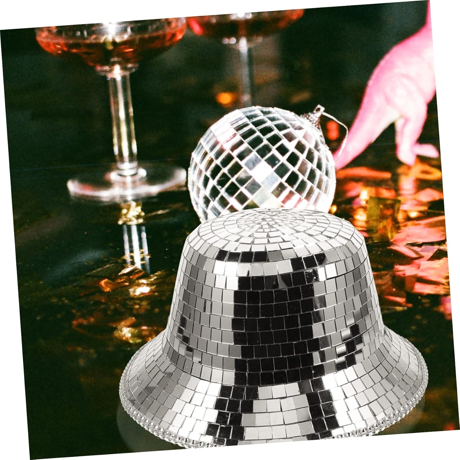 Disco Ball Cowboy Hat - Mirrored Ball Hat Cowgirl Fun Cosplay Party Disco Western Costume for Women Men for Halloween Dance Parties and Festive Events - Image 4