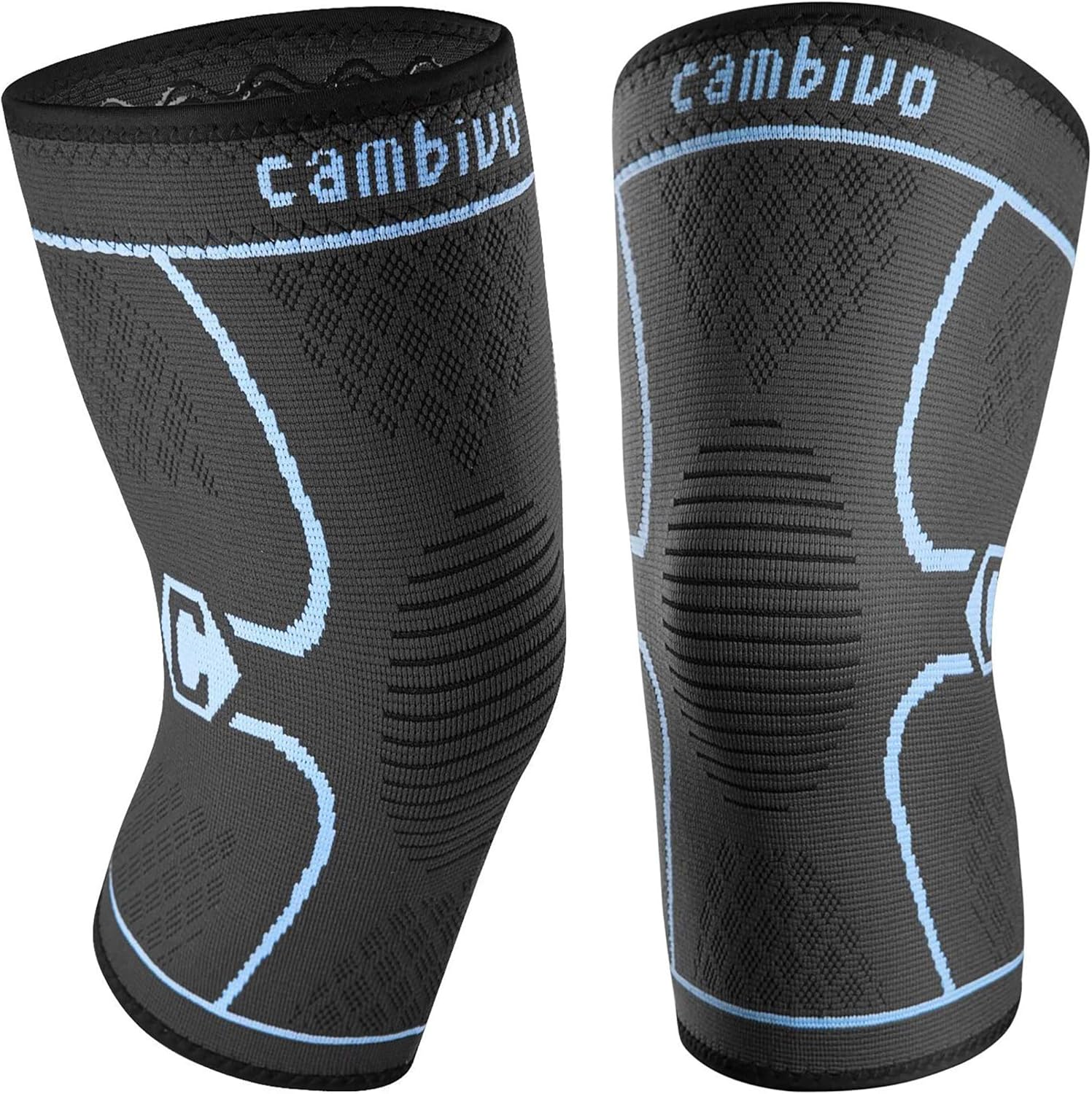 Amazon.com: CAMBIVO 2 Pack Knee Brace, Knee Compression Sleeve for Men ...