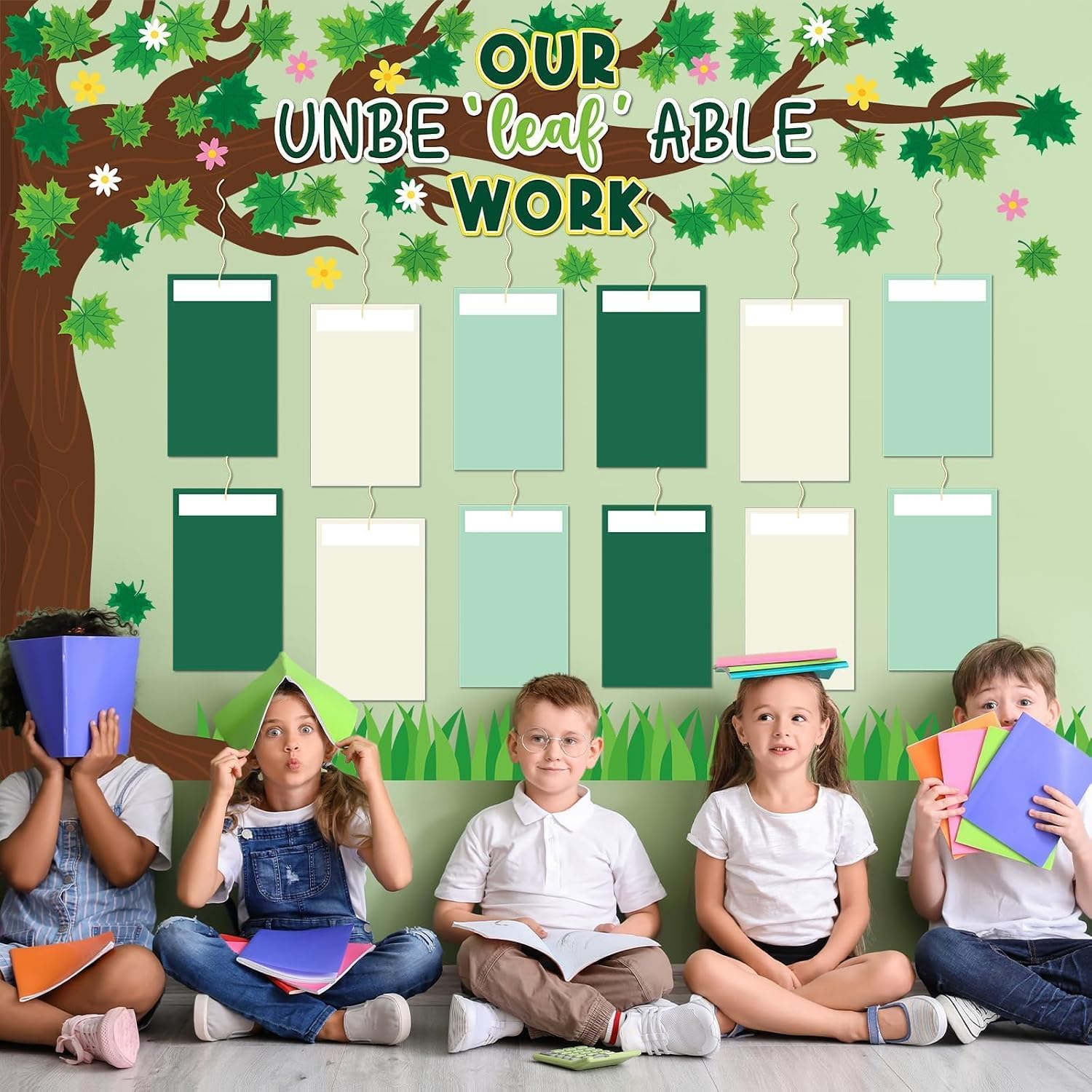 Student Work Display Bulletin Board Summer Tree Bulletin Board Decoration Unbeleafble Work Classroom Wall Decor Leaves Paper Cutouts for Summer Teachers Students Motivational Back to School Supplies