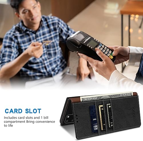 Miniatura 71 de ZZXX Funda tipo cartera para Samsung Galaxy S20 con bloqueo RFID, soporte de ranura para tarjetas, funda protectora de cuero magnético fuerte