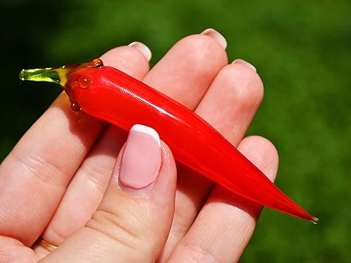 Miniatura 4 de Glass Chili Peppers Figurine Fused Glass Figurines Father's Day Gift Hand Blown Glass Kids Gift Miniature Figurines Glass Vegetable Ornament