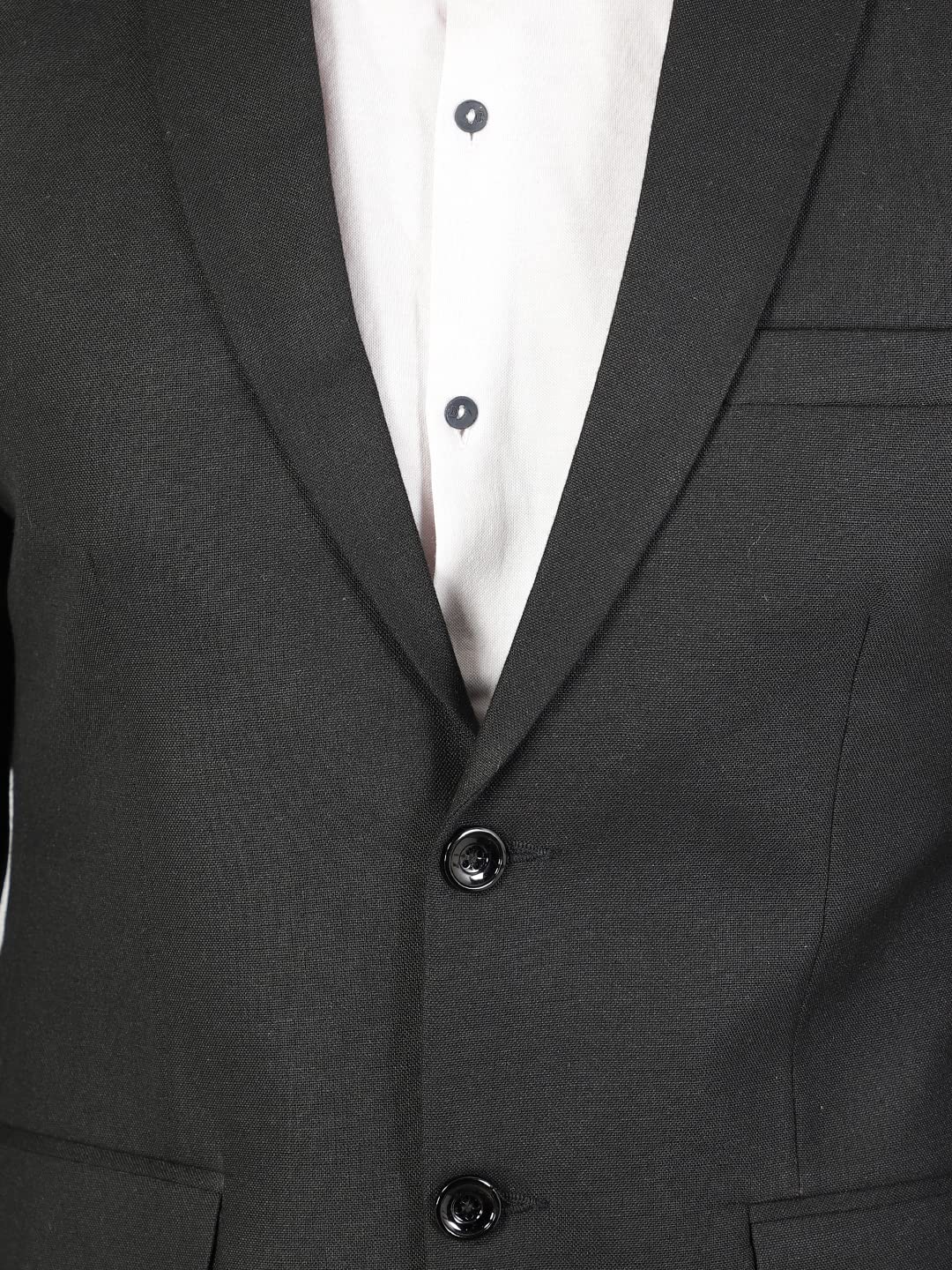 WINTAGE Mens Polyester Cotton Plain Black Two Piece Suit : 38/ S - Image 4 thumbnail