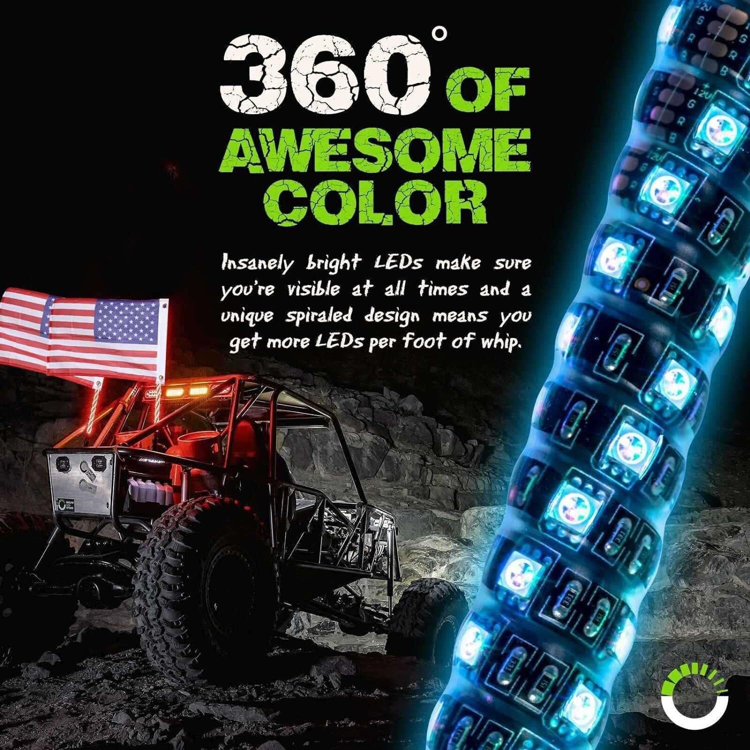 ZCX Luces del Azote de los 3FT/4FT, luz Ambiental Colorida teledirigida del Coche, Luces LED de Las Tiras del RGB Luces de látigo LED (Size : 4FT)
