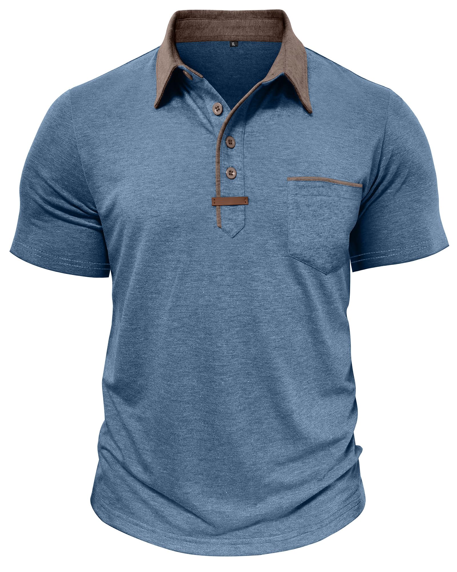 PRIVIMIX Polo Homme Manches Courtes avec Poche, Été Golf Tee Shirt pour Travail et Sport, M-3XL