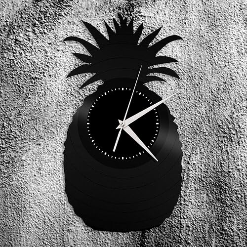Reloj de pared de vinilo de piña con diseño único para decoración del hogar y la sala de estar, diseño vintage, oficina, bar, habitación, decoración