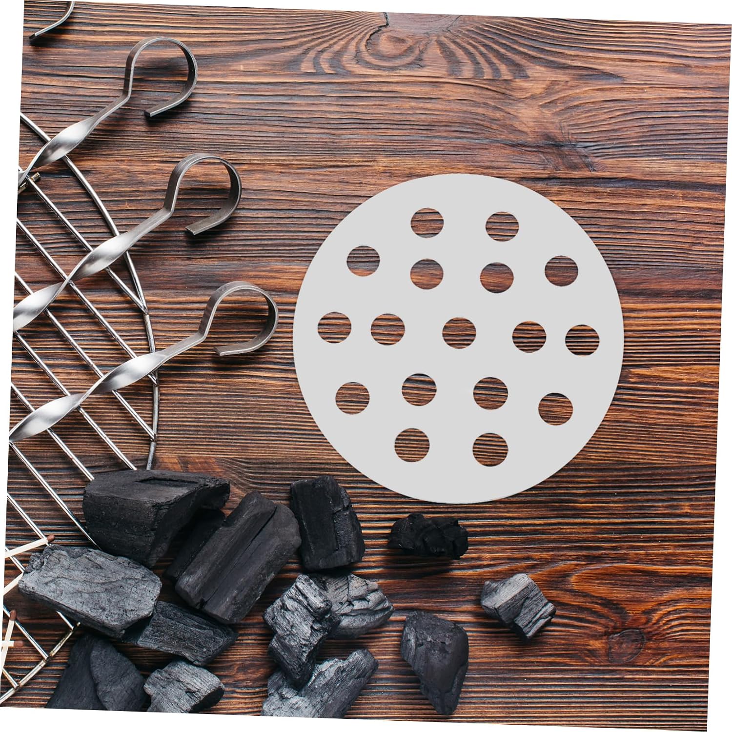 Xmas Round Iron Charcoal Grill Grate Fire Plate 145mm Silver