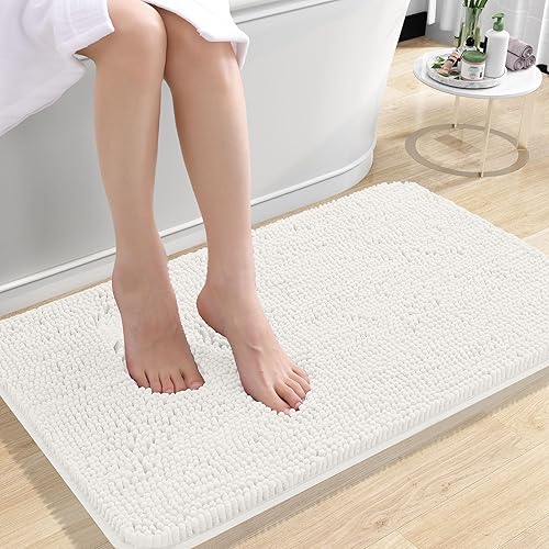 OLANLY - Tapete de baño de 24 x 16 pulgadas, felpilla absorbente extrasuave, reverso de goma, secado rápido, lavable a máquina, para piso baño,