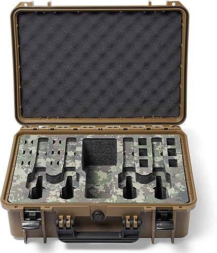 Vista 3 de Estuche para pistola Doro para 4 pistolas 12 con inserto de espuma MyCaseBuilder personalizado, impermeable, resistente, armas de fuego tácticas