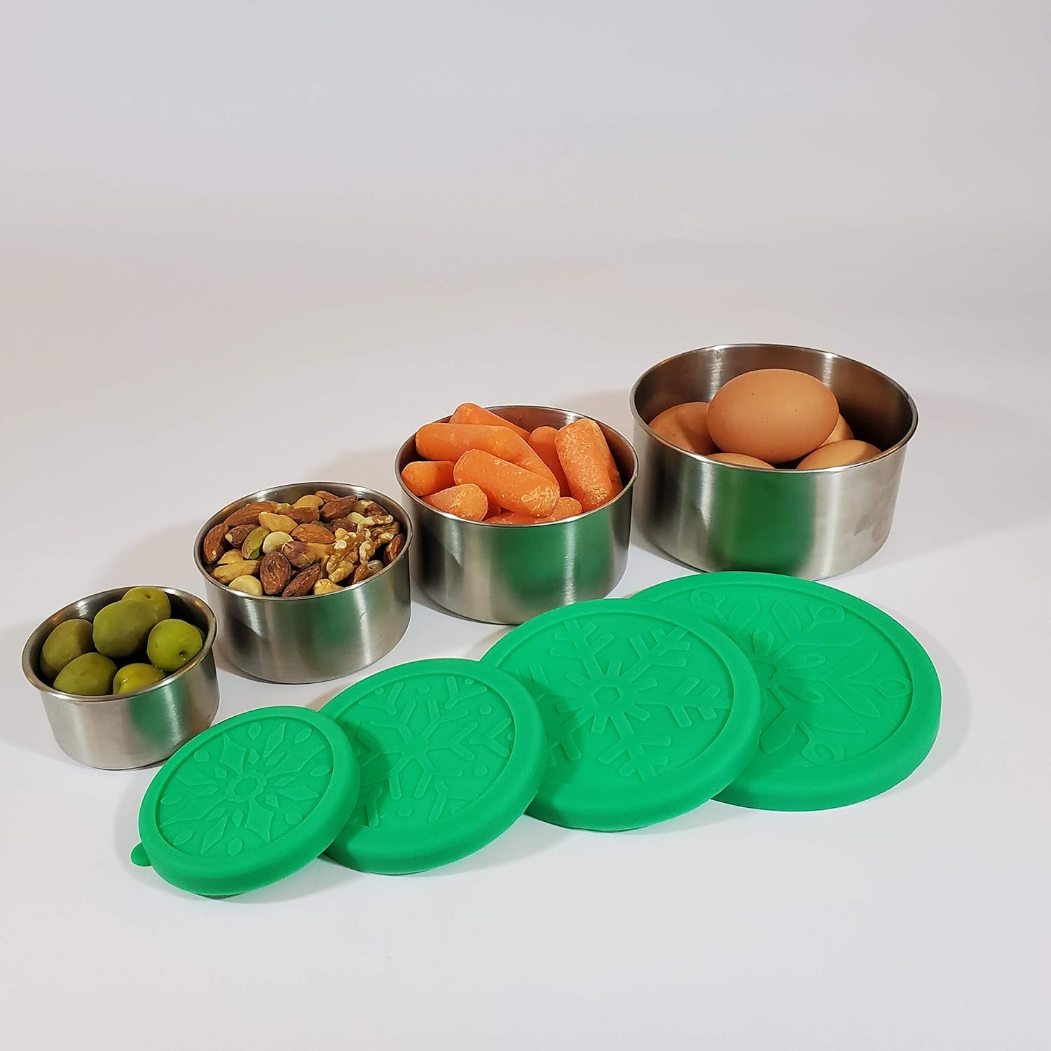 Stainless Steel Food Lunch Containers - Set of 4 Stackable Lightweight Metal Storage Nesting Containers with Leakproof BPA Free Silicone Lids - Safe for Family, Kids School Snack Lunchbox Bento Box - Image 8