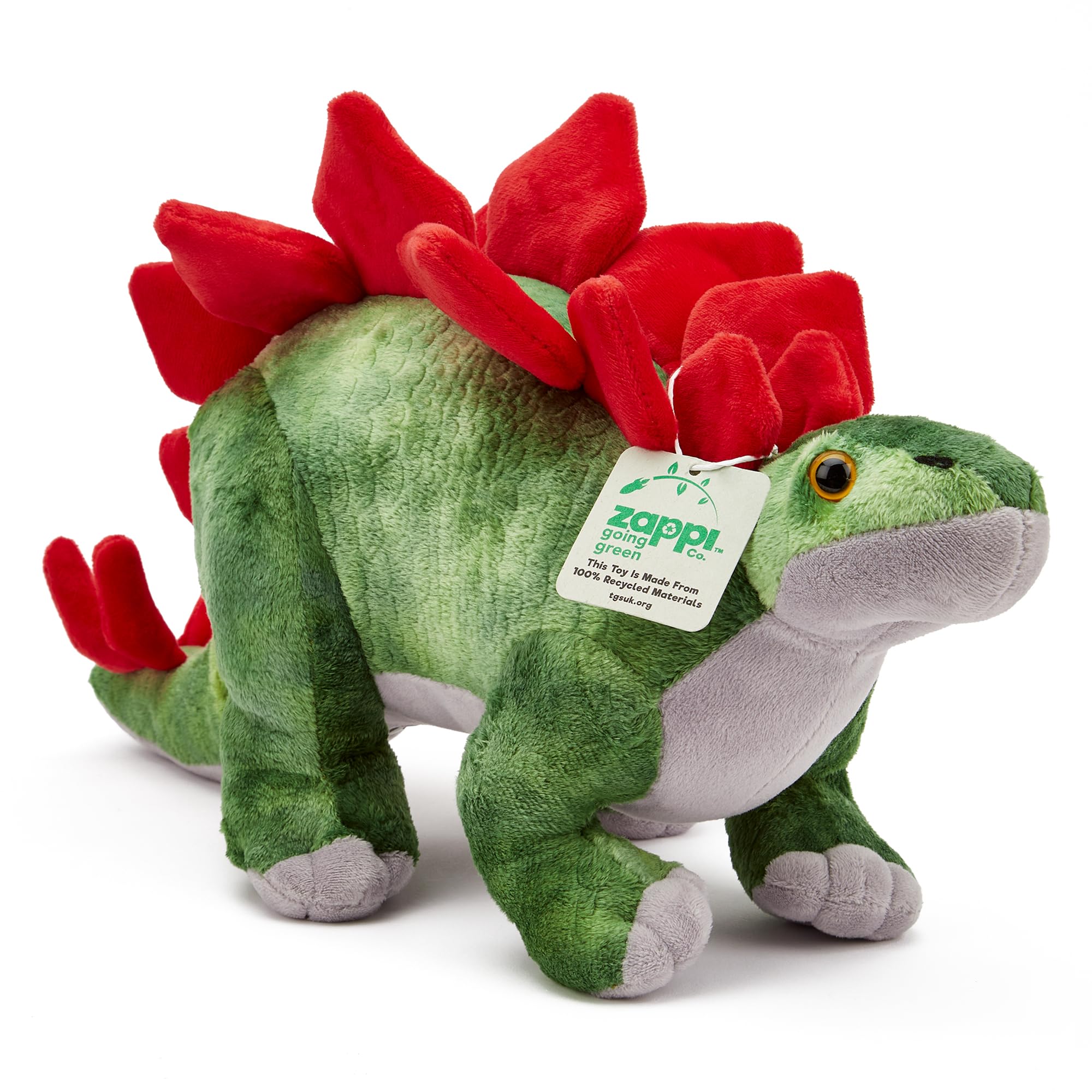 Zappi Co Children's 100% Recycled Realistic Lifelike Large Plush Toy - Soft & Cuddly Stuffed Animal for Boys and Kids (43cm Length) (Stegosaurus)