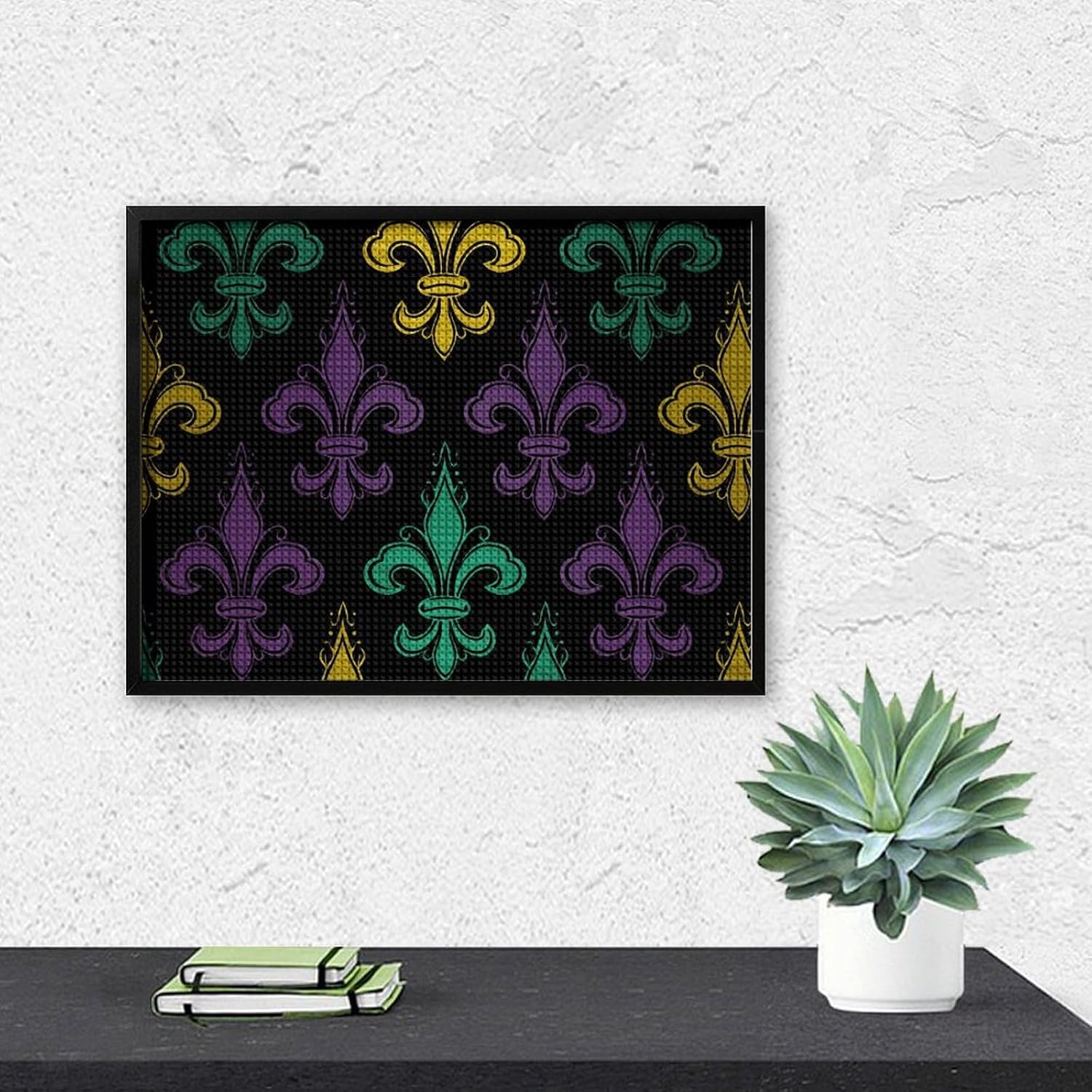 NWTRJ 5D Diamond Painting Kits for Adults Beginner Square 5D DIY Diamond Dots Paintings Full Drill 3D Fleur De Lis Mardi Gras Diamond Painting Gem Art Kits for Home Wall Decor image 5