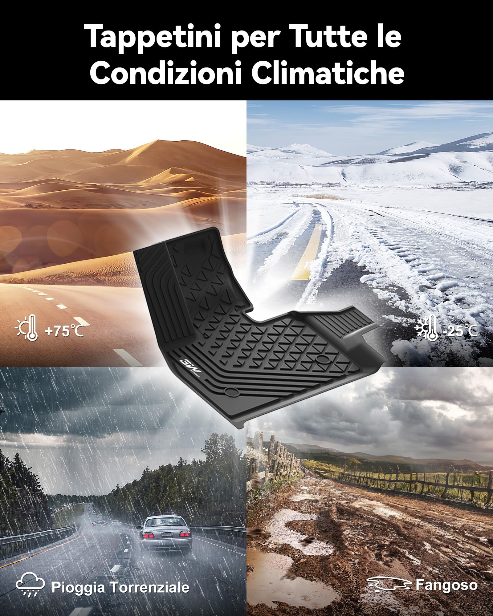 3W Compatibile con BMW IX I20 2022-2025 Set di Tappetini in TPE e Tappetini per Bagagliaio, Tappeti per Auto Resistente e Tappeto Bagagliaio Antiscivolo per BMW IX