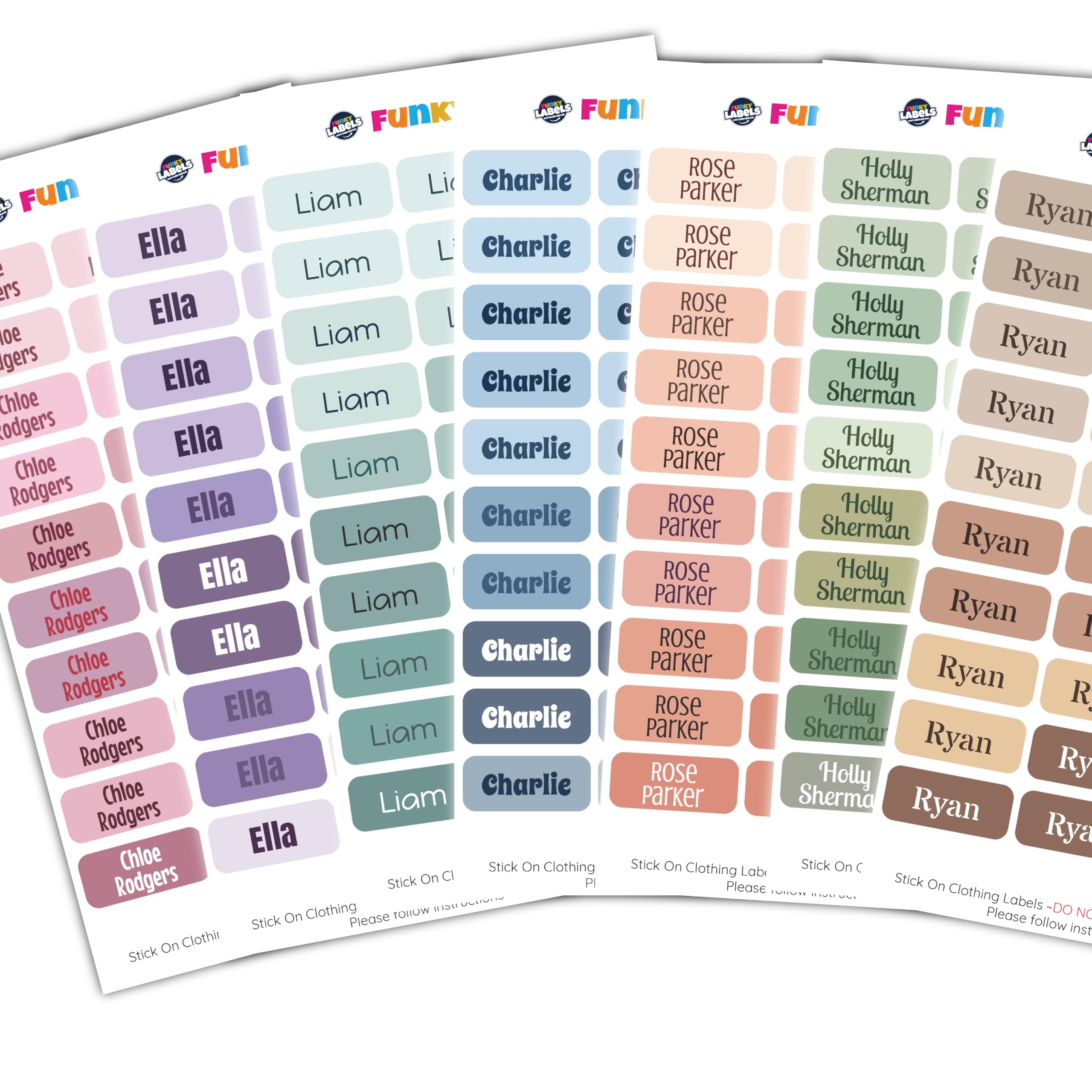 Personalised Stick On Name Labels for Clothes – 30mm x 13mm No Iron Clothing Name Tags – Waterproof & Dishwasher Safe School and Nursery Labels – 30, 60 or 120 Pack (120)