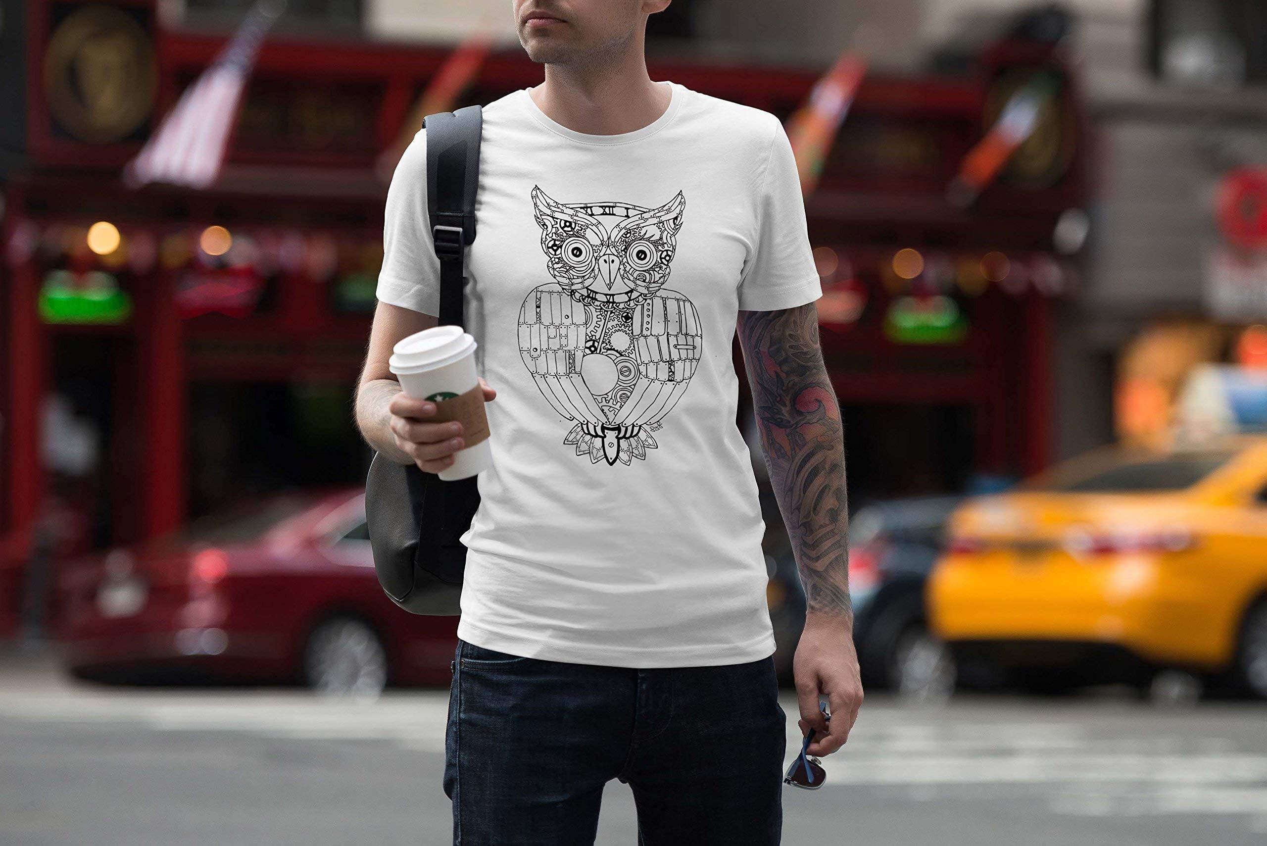 Mens Owl T-Shirt by Menagerie Of Mayhem | Steampunk Animals Robot Bird Owls Gift S M L XL XXL