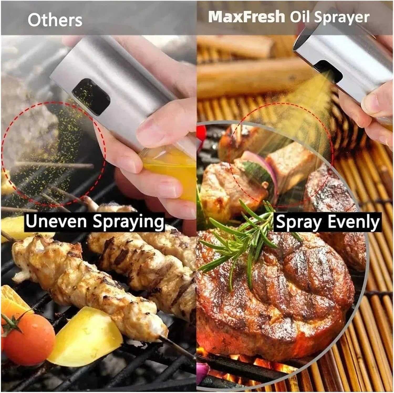 Oil Spray Bottle, Glass Oil Sprayer For Cooking Spray Mister For Salad BBQ Kitchen Baking Empty Vinegar Bottle,for Salad Making, Baking(Silvery-6PCS)