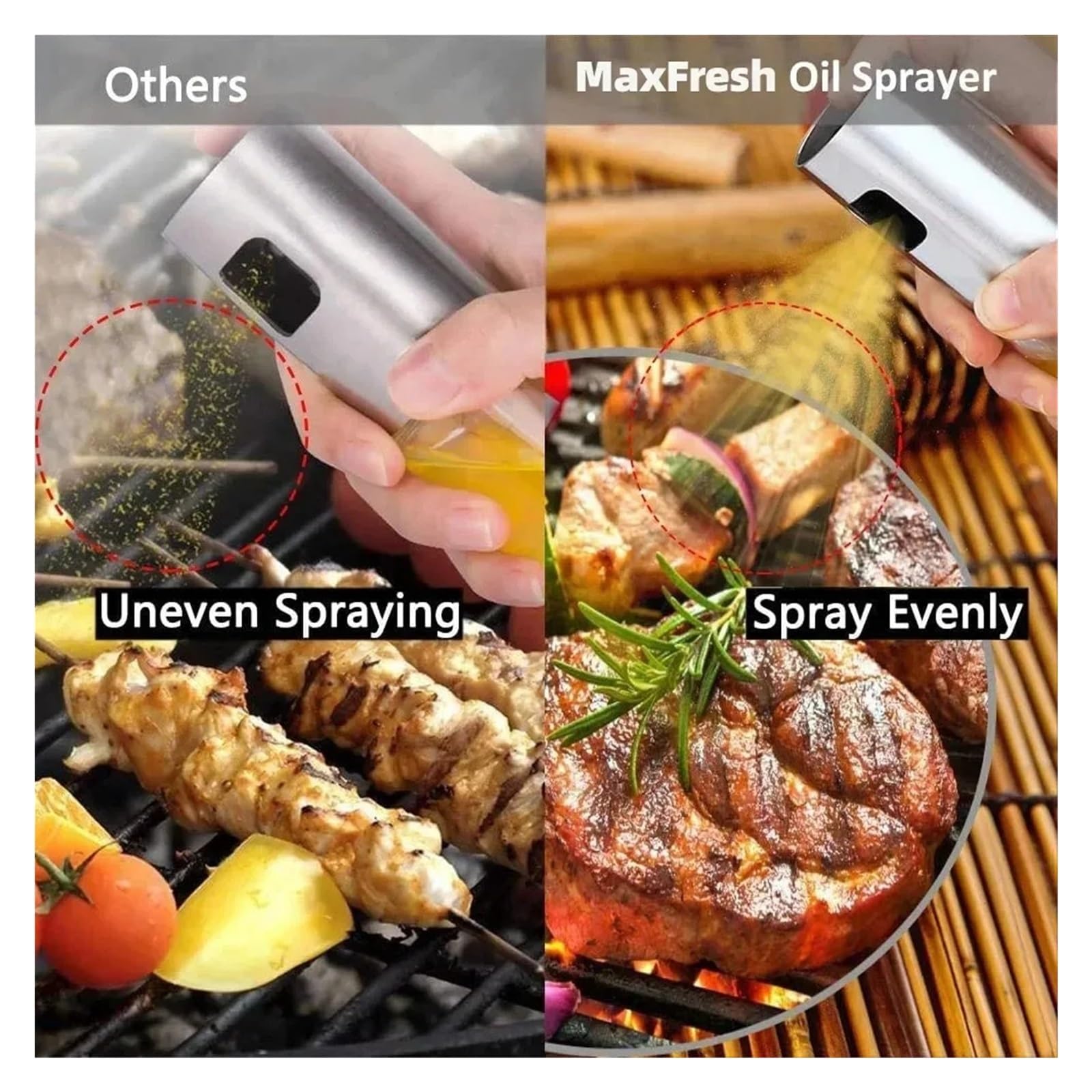 Ölspender, Ölsprüher Zum Kochen, Sprühnebel Für Salat, Grillen, Küche, Backen, Leere Essigflasche für Heißluftfritteuse, Salat(Rose Gold-6PCS)
