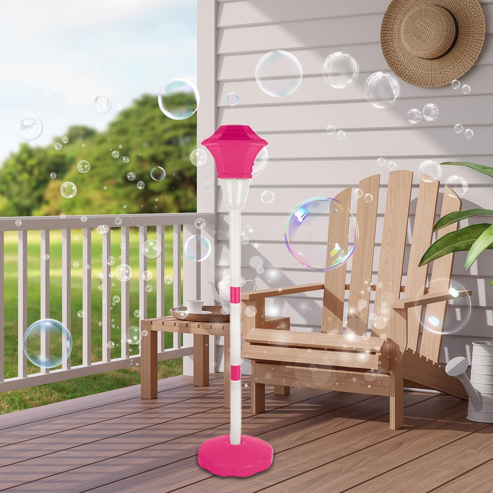 Macchina Bolle A Bacchetta Soffice giocattolo ricaricabile 10 fori a | Con Musica E LED Da Terra Regolabile E Bacchetta Bolle Bambini In Piedi Per Spiaggia, Giardino