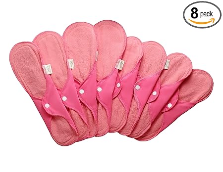 FabPad Reusable Washable Sanitary Cloth Pads Napkins Full Cycle Eco-Friendly Menstrual Hygiene Solutions (Pack of 8) (Pink, 4 Day Pads + 4 Night Pads)