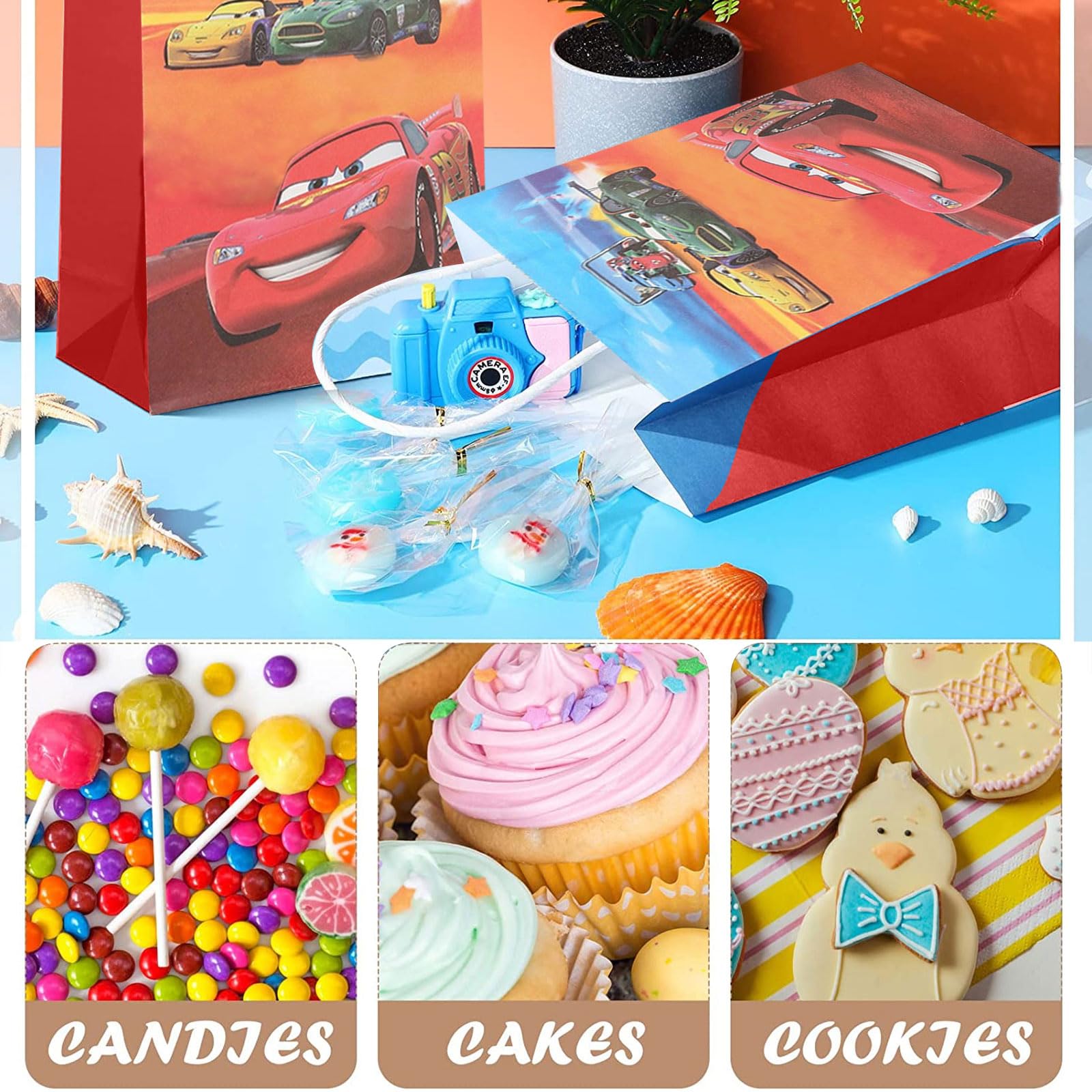 30 Rennwagen-Geschenktüten Mit Bindebändern – Schwarz-weiß Kariert Für Süßigkeiten & Party