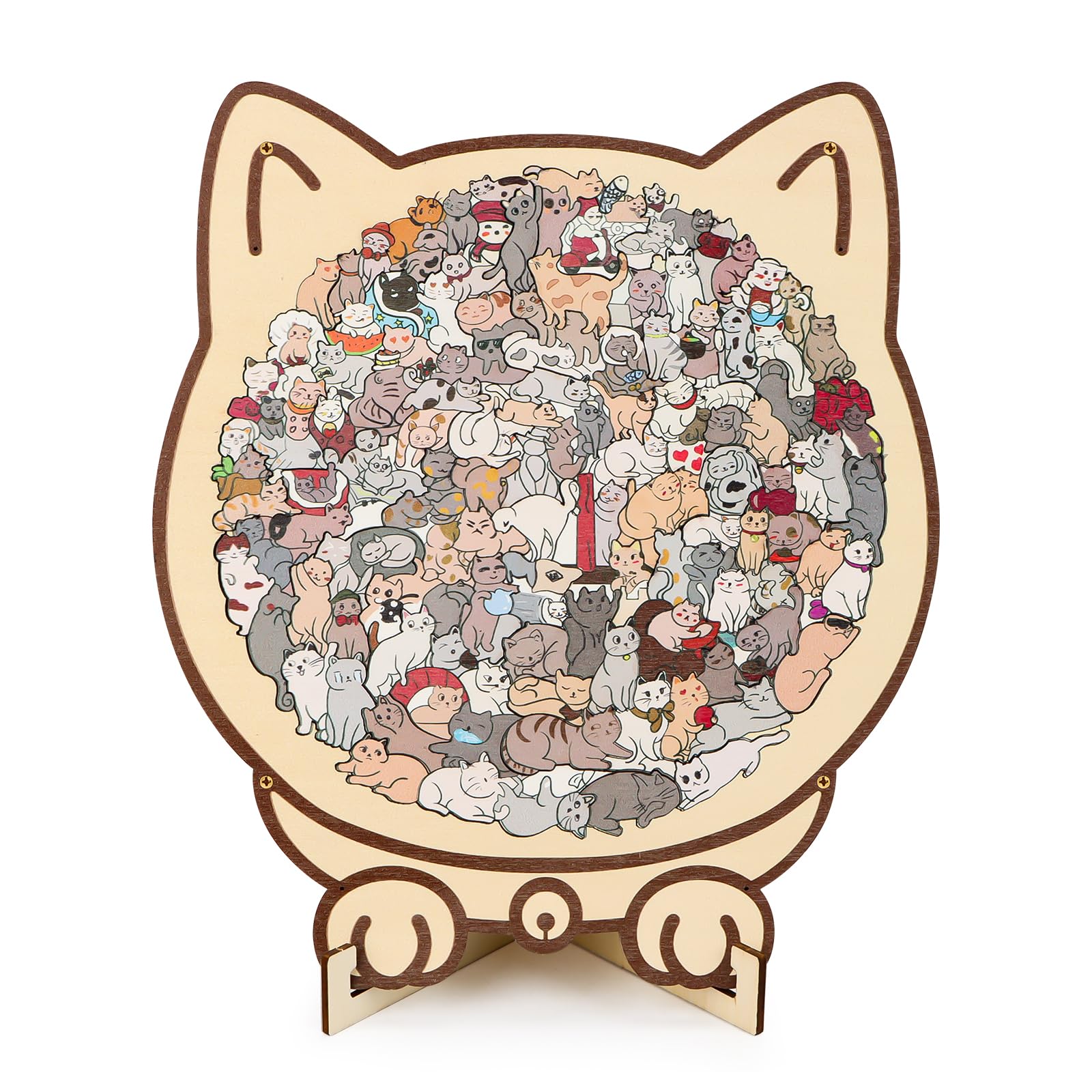 Rompecabezas De Madera En Forma De Gato De 135 Piezas – Forma Irregular, Colores Suaves Y Diseño Artístico – Puzzle Decorativo Para Adultos Y Amantes De Los Gatos