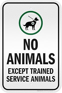 No Animals Except Trained Service Animals With Graphic Sign, 12x18 Inches, 3M EGP Reflective .063 Aluminum, Fade Resistant, Made in USA by My Sign Center