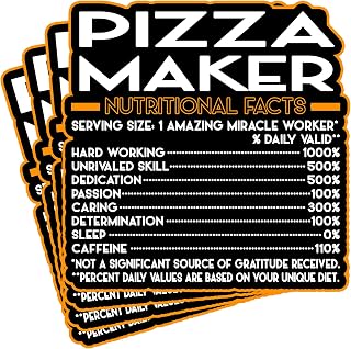 (4Pcs) Pizza Maker Vinyl Decal Sticker – Nutritional Facts Quote for Laptops, Water Bottles, Cars, Bumpers, Toolboxes – Gift for Coworker, Office, Birthday, Christmas – Waterproof Vinyl, Easy Peel