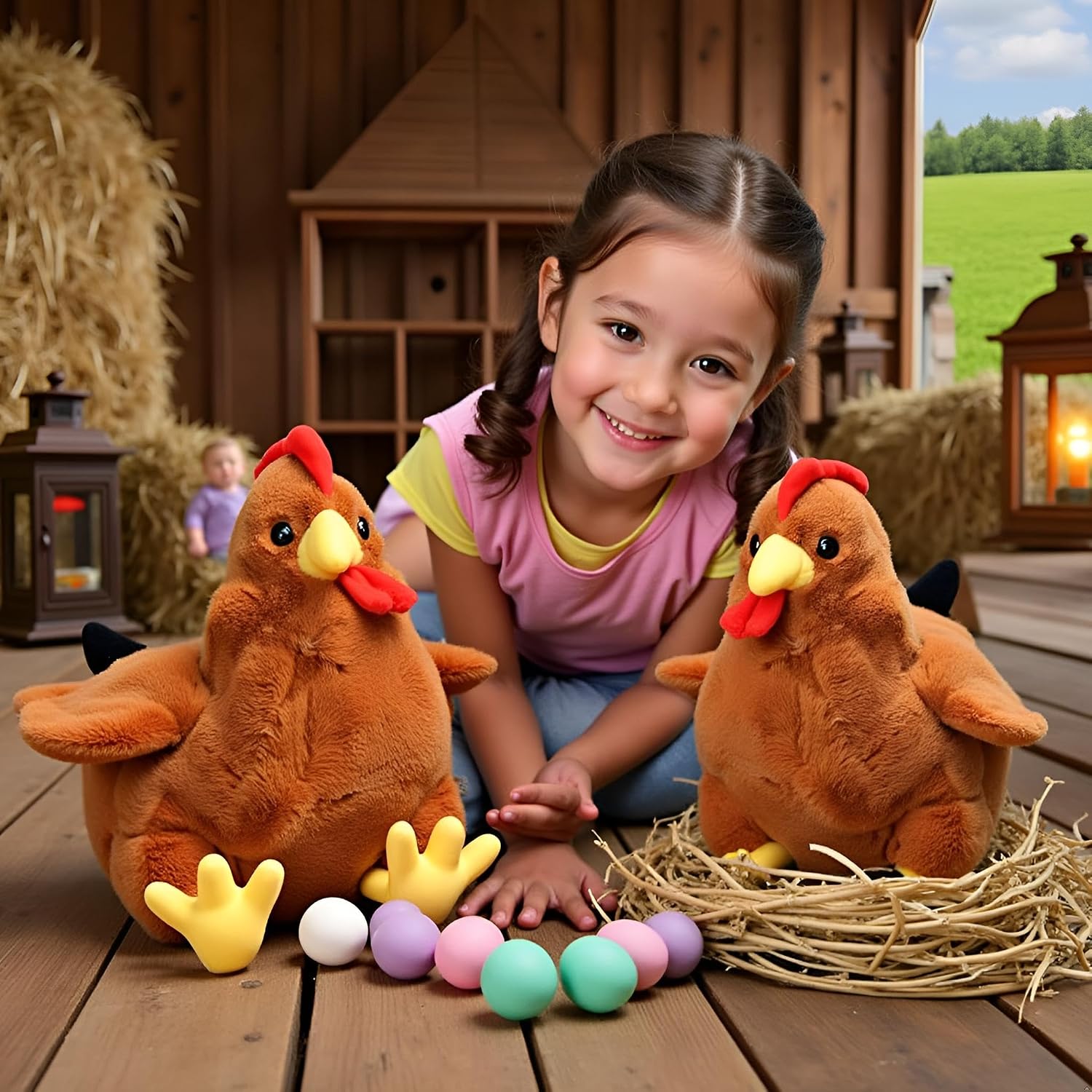 Ryttir Large Chicken Plush - 17.7" Extra Soft Chicken Stuffed Animal Hugging Pillow with Rotund Belly,Safety Nursery Decor & Sensory Comfort,Cuddle Companion for Age 0+(Birthday Gender Neutral Gift)