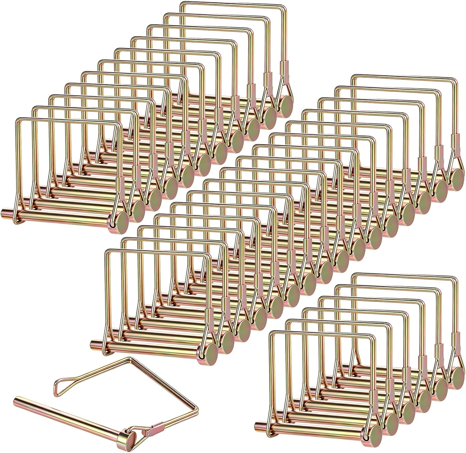 30PCS Trailer Hitch Pin 1/4" Trailer Coupler Pins, Heavy Duty Safety Wire Lock Pin Zinc-Plated Squares Locking Pins for Farm Trailers, Wagons, Lawn Mowers, PTO, Tractor, Garden Equipment