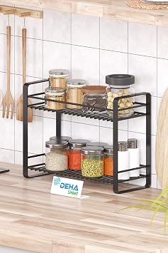 Masa Tezgah  st  D zenleyici Metal Organizer Raf Banyo Mutfak Raf  Baharatl k Makyaj Stand  Siyah