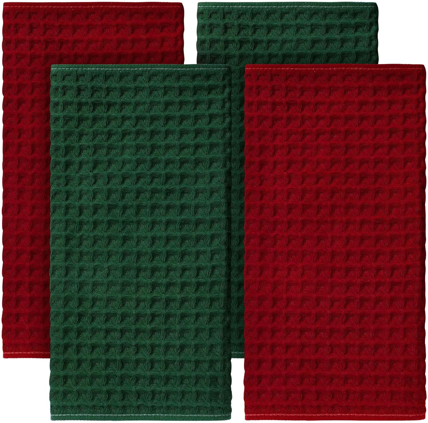 Tingjoo 4 Pack Fall Waffle Weave Kitchen Dish Hand Towels, Earthy Neutral