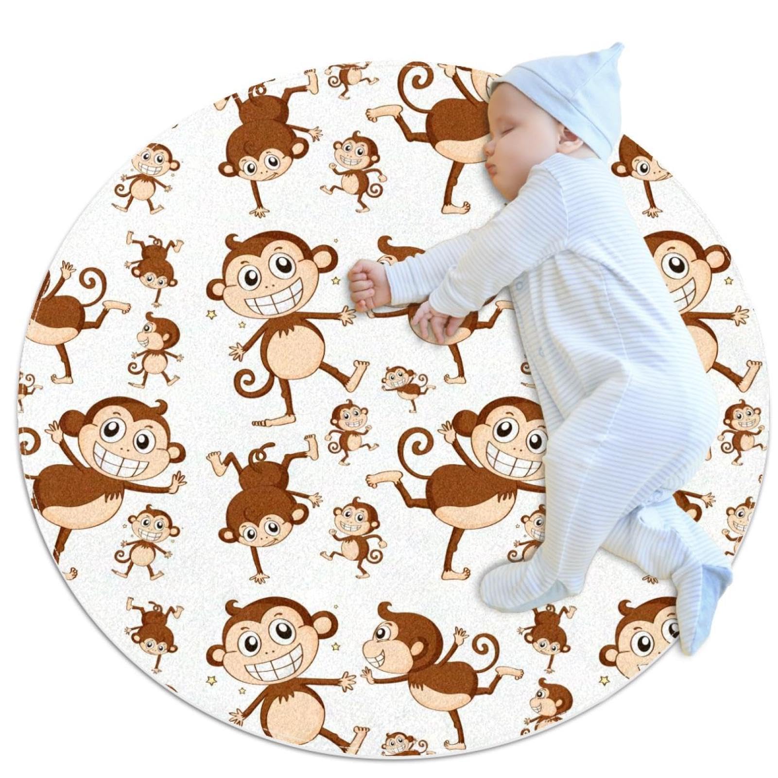 Tapis de salle de bain singe et camomille douceur poétique pour enfant