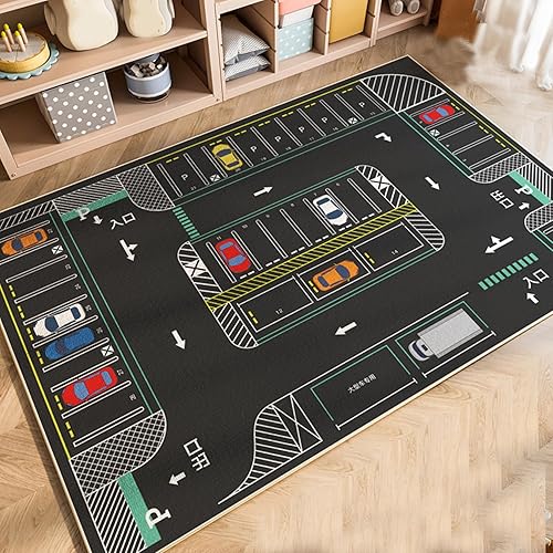 Alfombra de juego para niños, alfombras de coche para automóviles de juguete para niños, 32 x 47 pulgadas, alfombra de juego suave y absorbente para