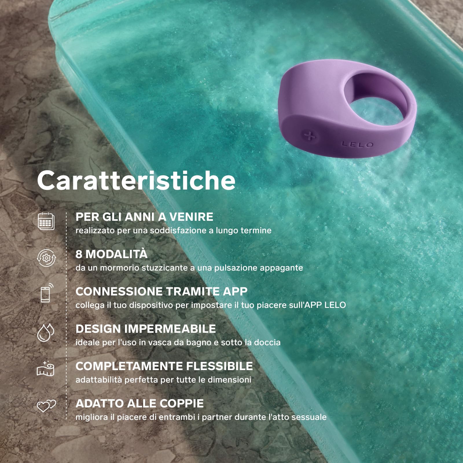 LELO TOR 3 Anello Vibrante, Connesso con l'App con 8 Impostazioni per una Sensazione Ottima, Base Blu
