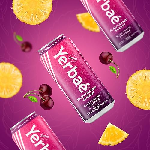 Miniatura 5 de Yerbae Energy Beverage - Piña de cereza negra, 0 azúcar, 0 calorías, 0 carbohidratos, energizada por yerba mate, cafeína natural, a base de plantas,