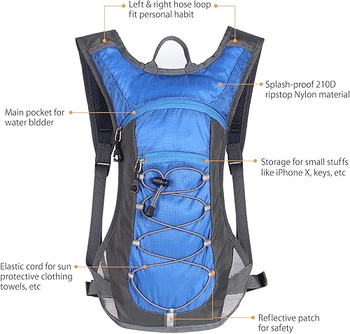 Vista 24 de Unigear Mochila de hidratación con vejiga de agua de 70 oz 2L para correr, senderismo, ciclismo, escalada, campamento, ciclismo Gris