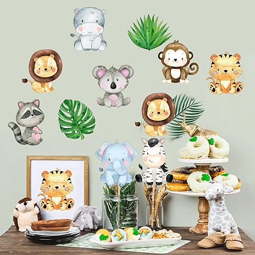 Miniatura 7 de 36 piezas de recortes de animales de safari, recortes de fiesta de selva, decoraciones de fiesta de cumpleaños, recortes de cartón para temática de