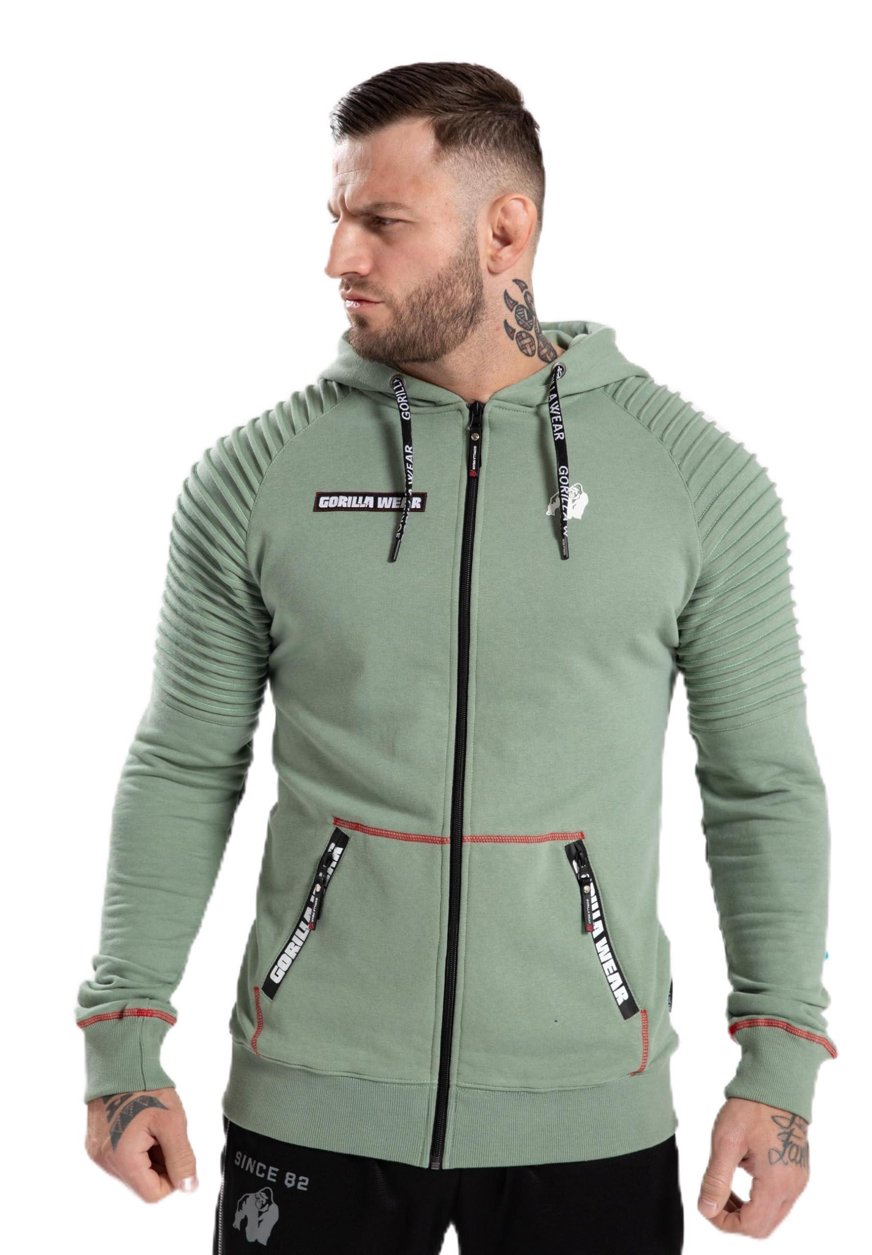 Gorilla Wear Men's Verde Georgia Zipped Hoodie - Green, Xxxl