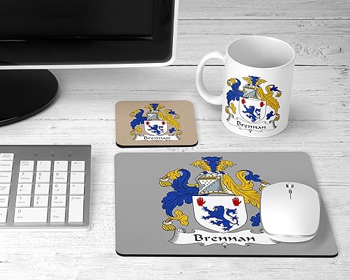 Miniatura 2 de Brennan Shield of ArmsBrennan Family Crest Taza de café y cacao de cerámica de 11 onzas por Carpe Diem Designs, fabricada en los Estados Unidos