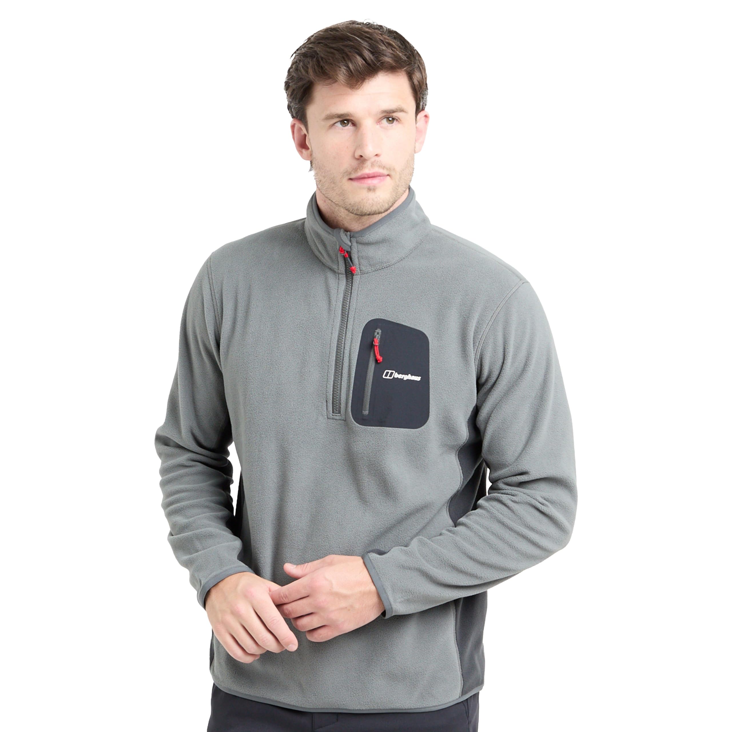 Berghaus Men's Grey Helvellyn Half Zip Fleece, Polyester Midlayer, Quick-Drying, Moisture-Wicking, Stretch-Bound Collar And Cuffs, For Outdoor Activities (Uk, Alpha, L, Regular, Regular, )