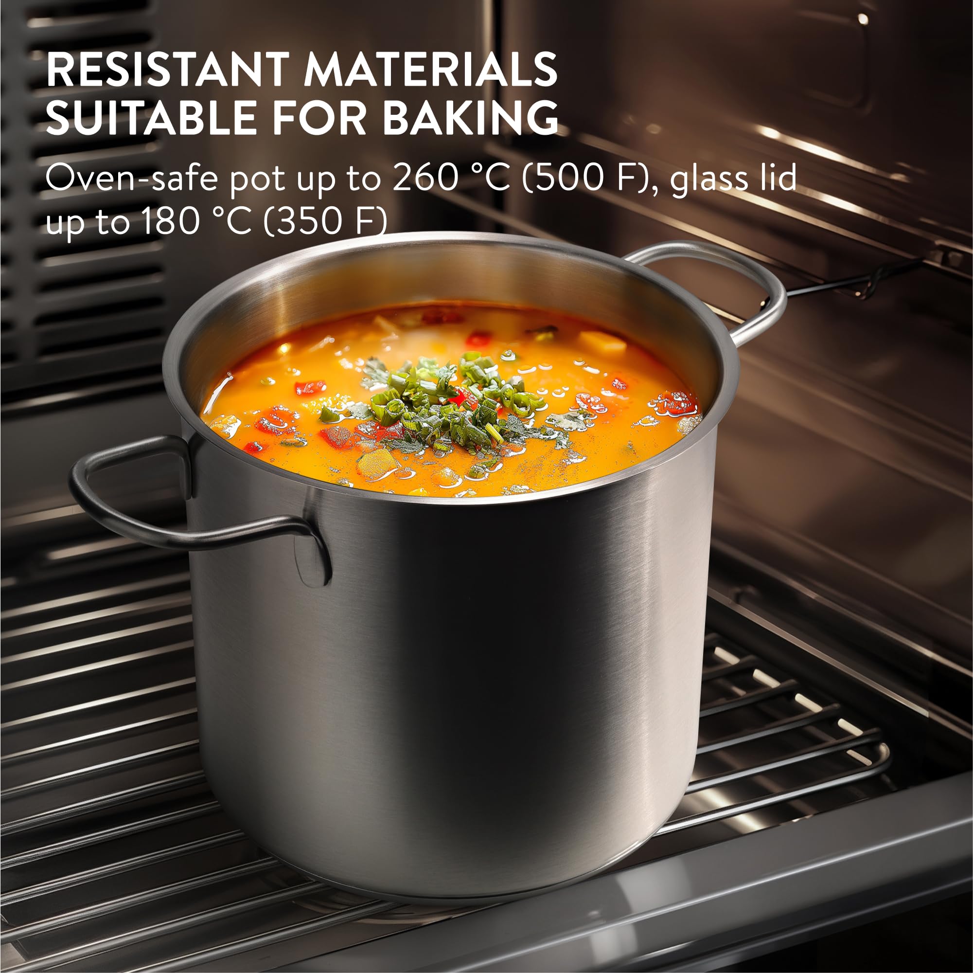 Navaris Olla de acero inoxidable para pasta y verduras, 5.7 L (6.1 cuartos de galón) – Maceta versátil – Apto para inducción, gas, eléctrico y horno – Lavavajillas