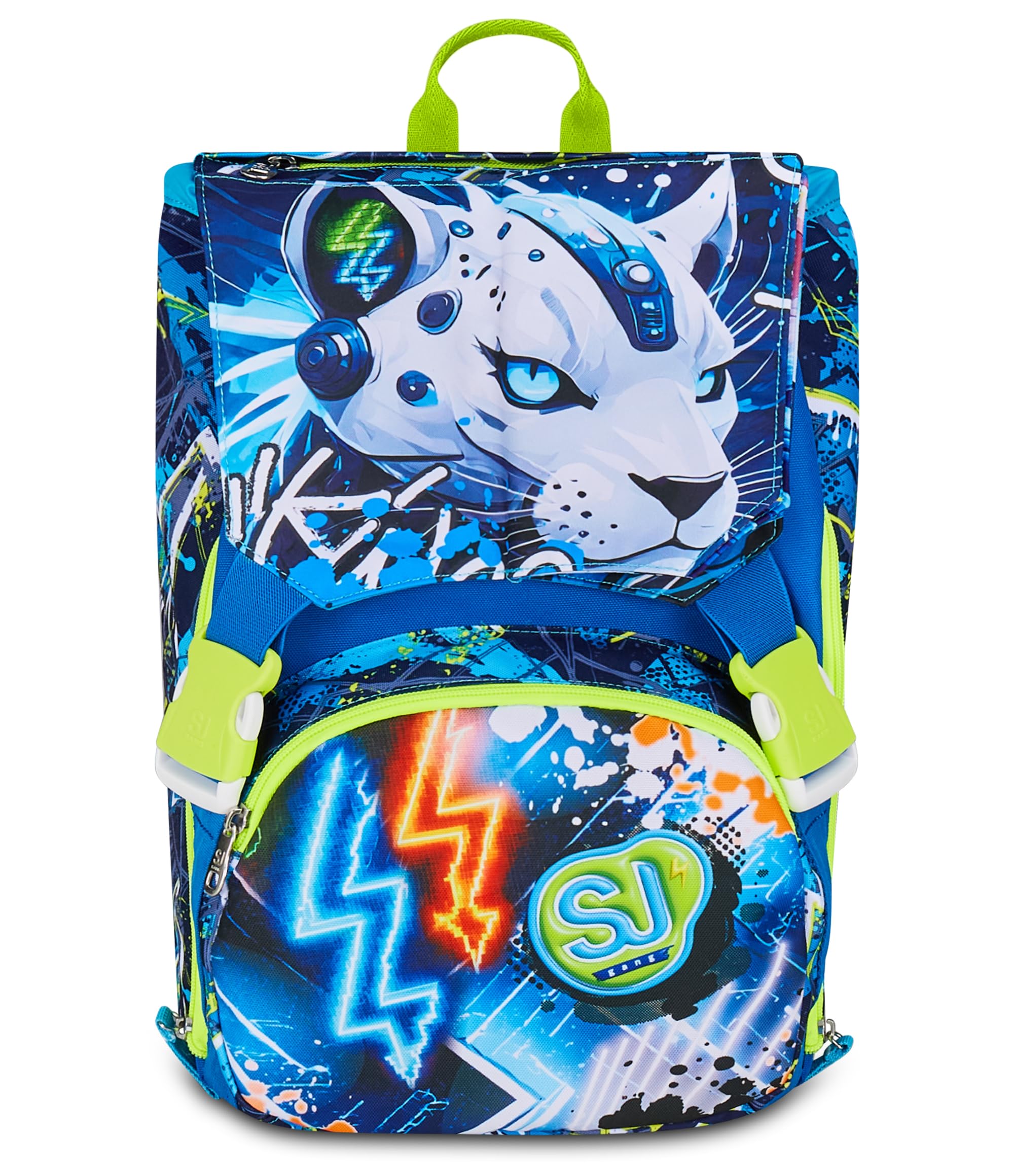 SJ GANG STYLE JAM GANG Zaino Doppio Scomparto Estensibile, Blu, Maxi Capienza, Schienale Preformato, Bambino, Scuola Elementare