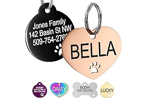 Stainless Steel Dog Sheer Tags with Paw Cutout